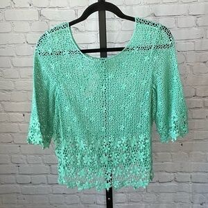 Seagreen Crochet Granny Square Top